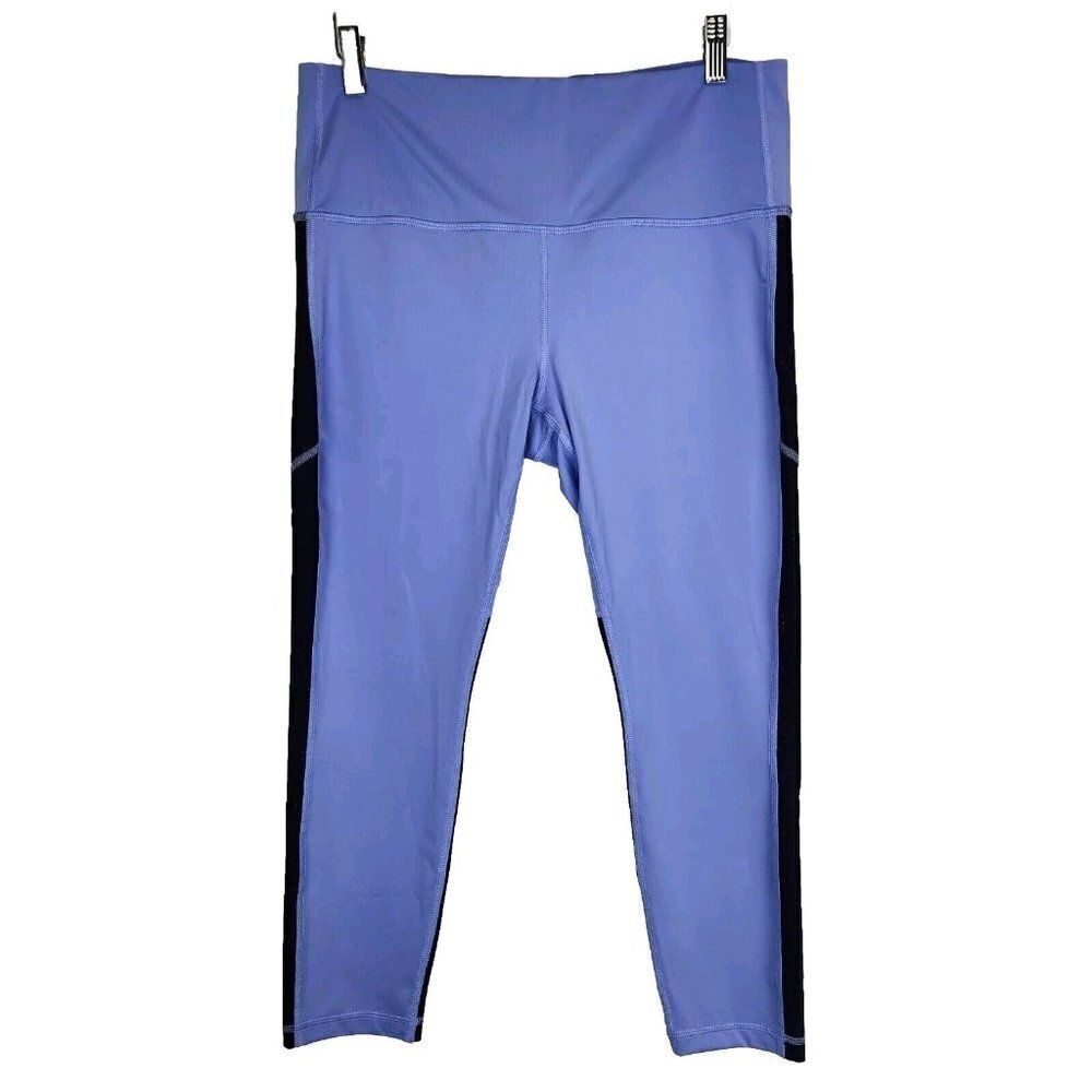 Athleta Cross Train 7/8 Paddle Leggings Womens L‎ Blue Colorblock Athletic